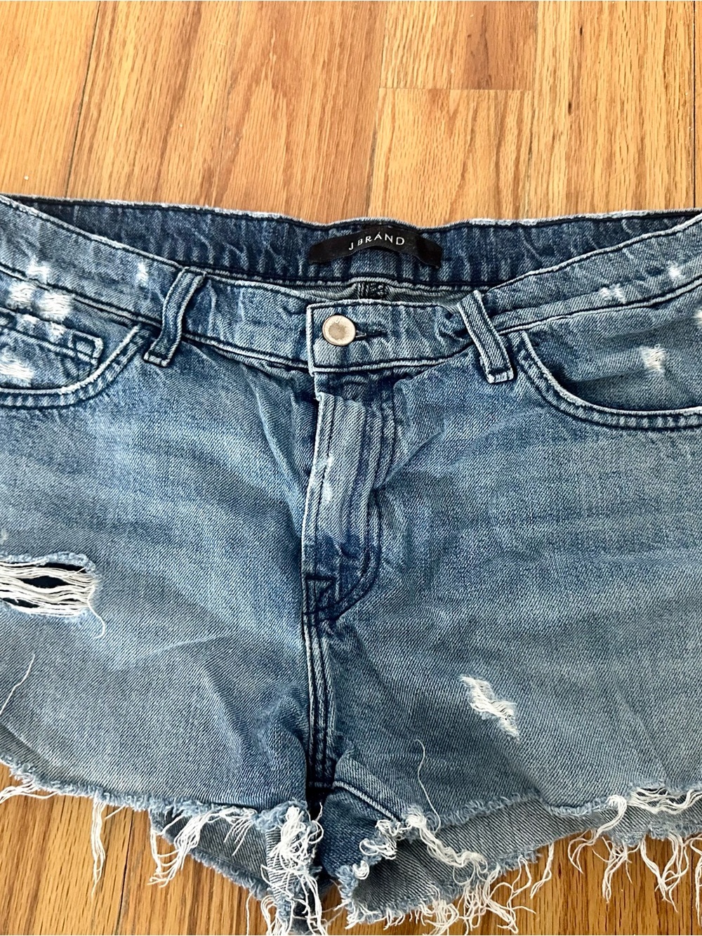 J Brand Light Blue Distressed Denim Cutoff Shorts